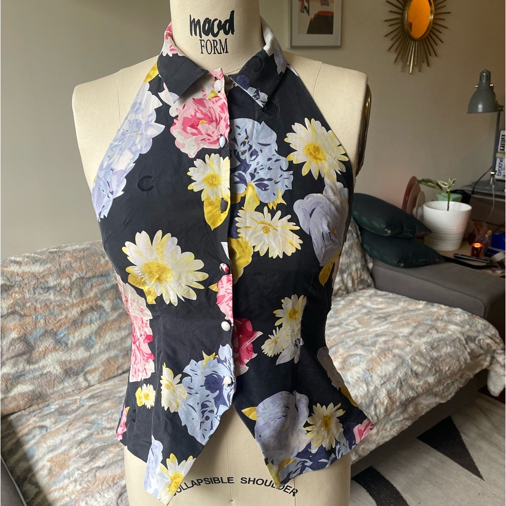 Fred Perry silk floral colored halter top size US 8